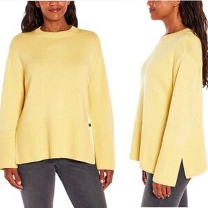 GAP Butter Yellow Ribbed Crewneck Long Sleeve Sweater Cable Knit Minimalist • L